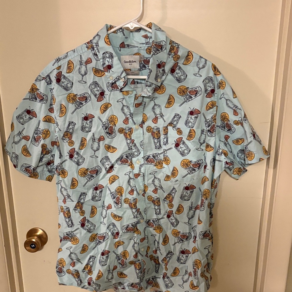 Goodfellow & Co Light Blue Cocktail Print Shirt